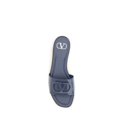Valentino Garavani Blue Calfskin Flat Sandals