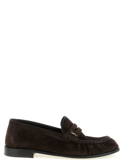 Mocasines Saint Laurent De Piel De Becerro Marrón - Diseño Deslizante