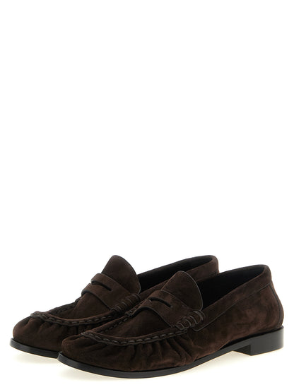 Mocasines Saint Laurent De Piel De Becerro Marrón - Diseño Deslizante