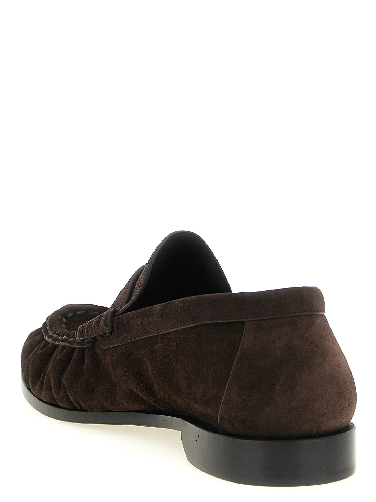 Mocasines Saint Laurent De Piel De Becerro Marrón - Diseño Deslizante