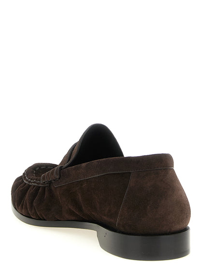 Mocasines Saint Laurent De Piel De Becerro Marrón - Diseño Deslizante