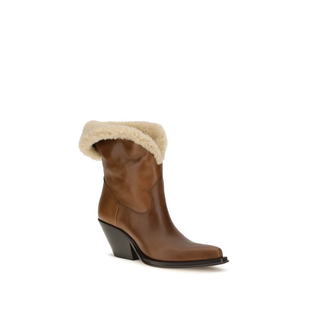 Chloé Calfskin Ankle Boots Brown Bos Taurus