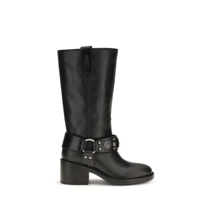 Botas Chloé Planas De Cuero De Ternera Negro Modelo Bos Taurus