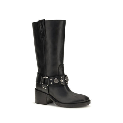 Botas Chloé Planas De Cuero De Ternera Negro Modelo Bos Taurus
