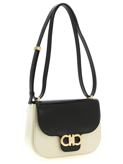 Sac bandoulière Ferragamo en veau bicolore