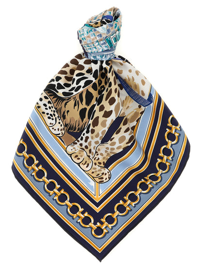 Ferragamo Blue Silk Scarf