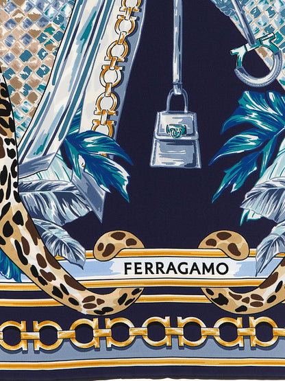 Ferragamo Blue Silk Scarf