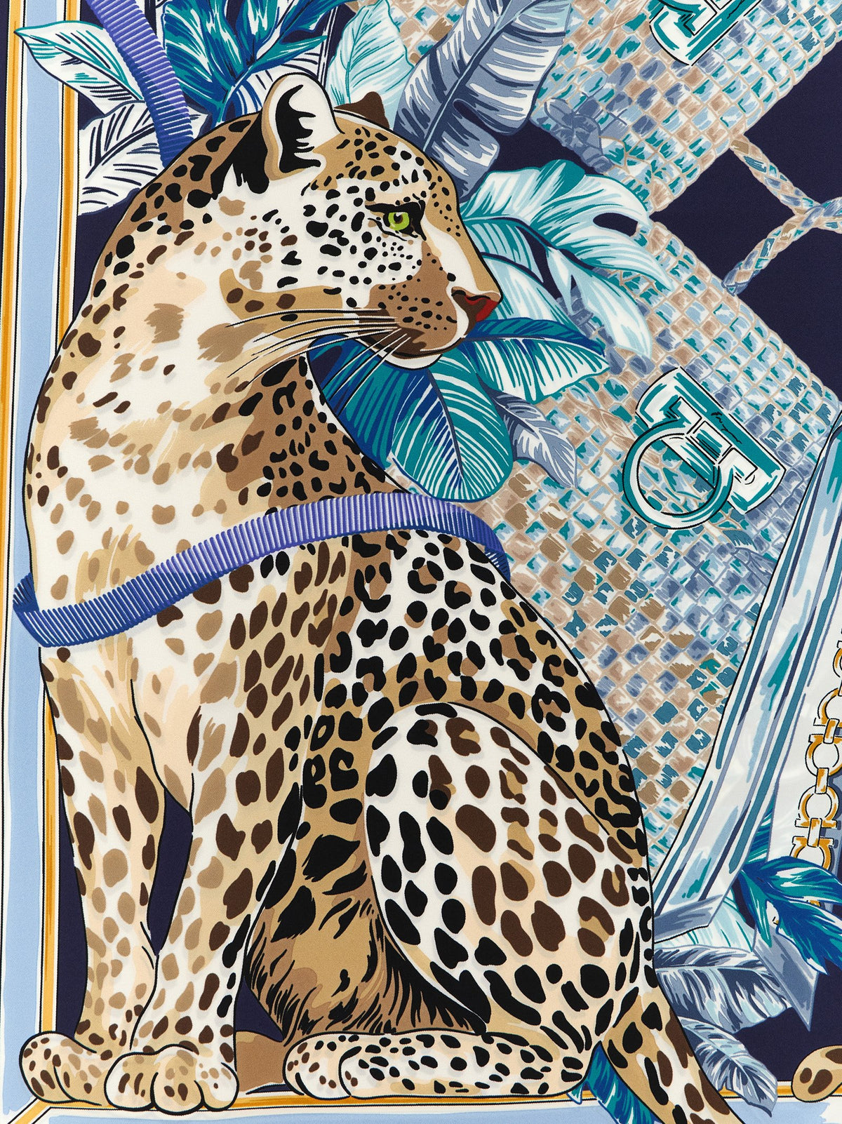 Ferragamo Blue Silk Scarf