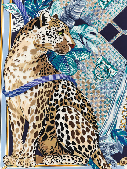 Ferragamo Blue Silk Scarf