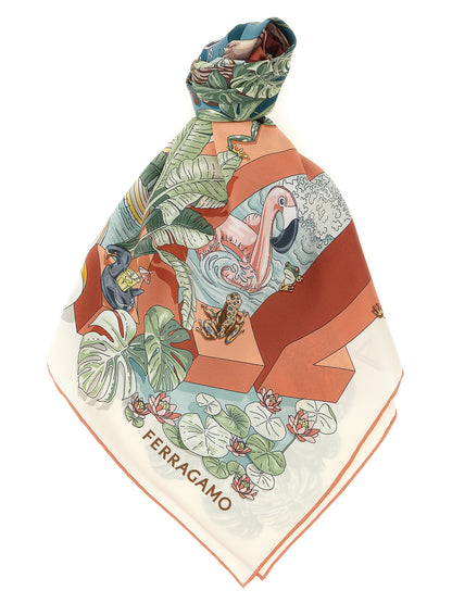 Pañuelo De Seda Multicolor Ferragamo Colección Jungle Party