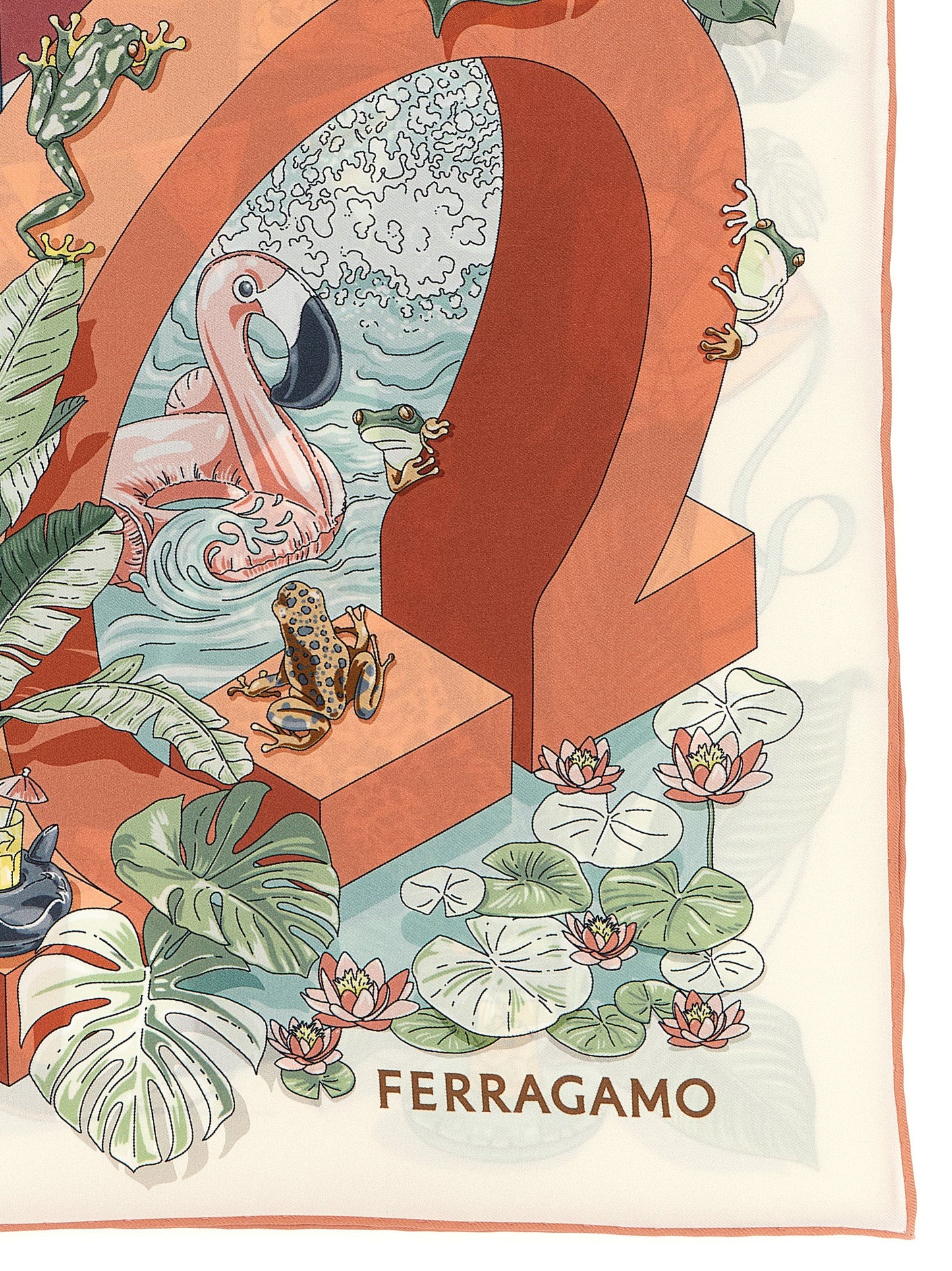 Pañuelo De Seda Multicolor Ferragamo Colección Jungle Party