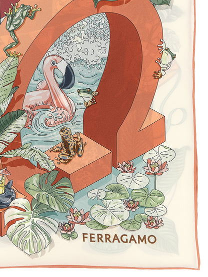 Pañuelo De Seda Multicolor Ferragamo Colección Jungle Party