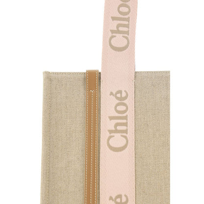 Chloé Bolso De Hombro De Lino Marrón Y Modelo Woody