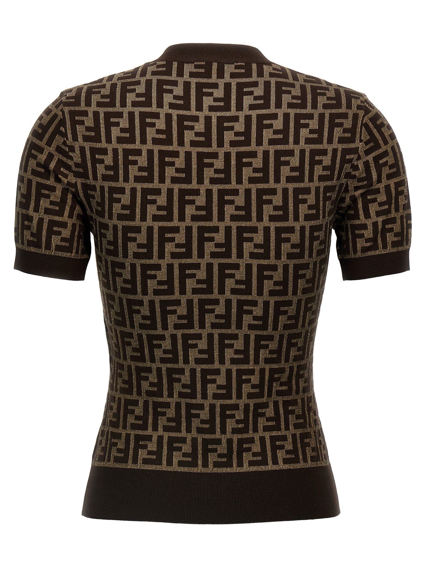 Cardigan Fendi De Algodón Marrón - Acabado Jacquard Sutil