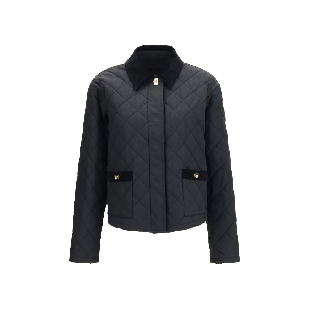 Chaqueta Larga De Algodón Negro De La Marca Ferragamo