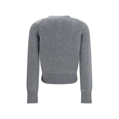 Cardigan Burberry de Lana Oves Aries Gris con Ajuste Regular