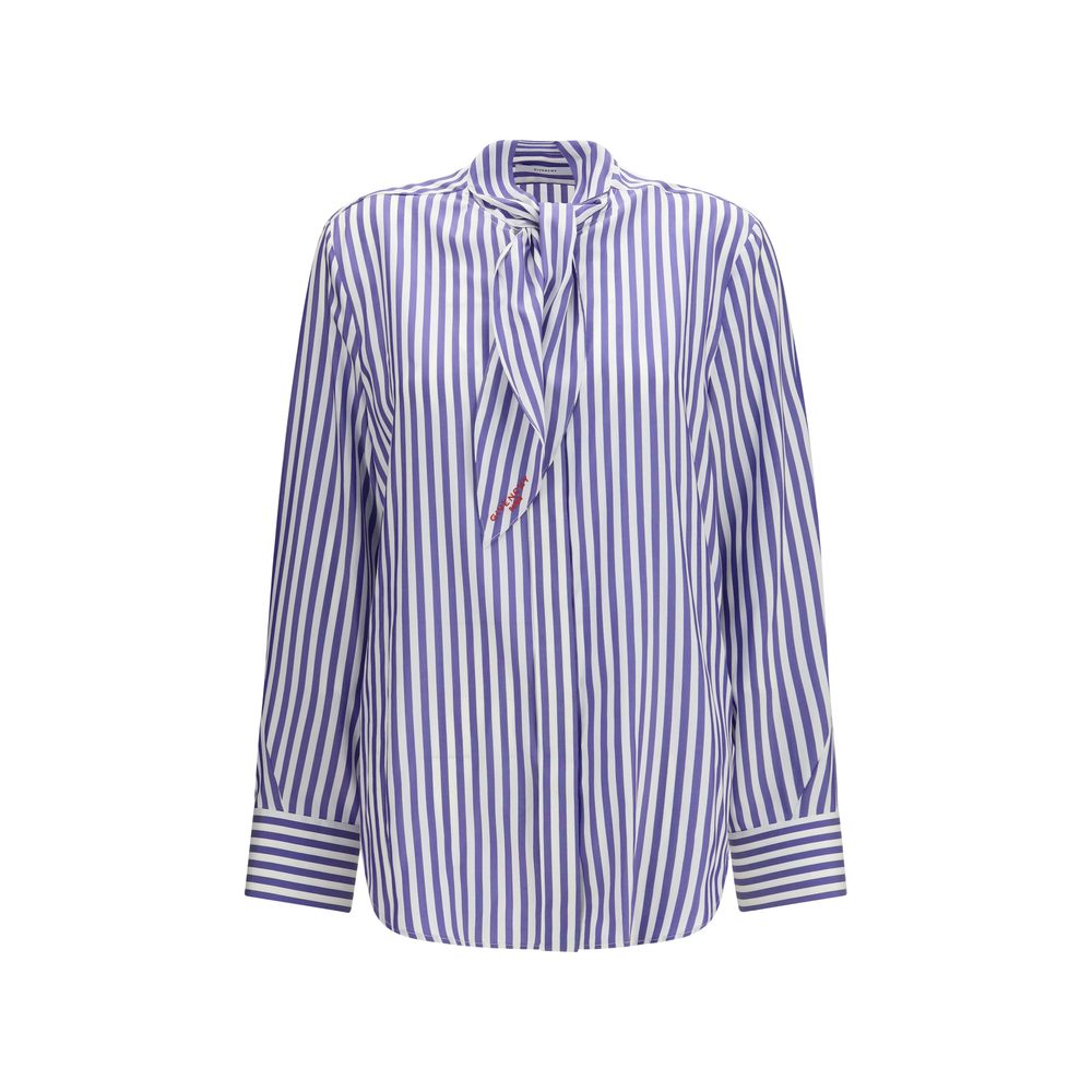 Camisa Givenchy De Seda Azul Con Estampado Distintivo