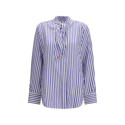 Camisa Givenchy De Seda Azul Con Estampado Distintivo