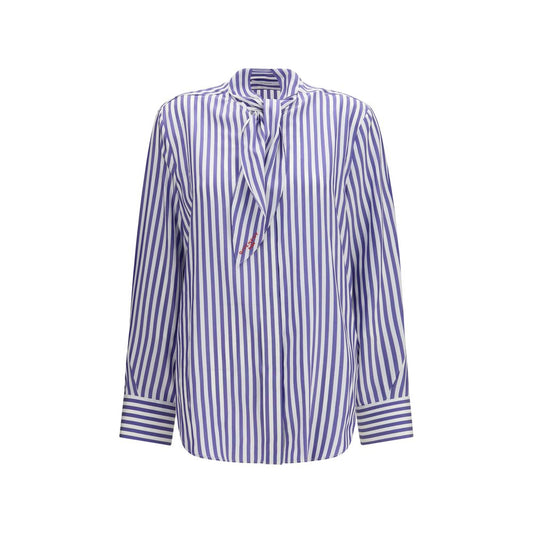 Camisa Givenchy De Seda Azul Con Estampado Distintivo