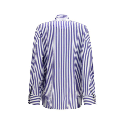 Camisa Givenchy De Seda Azul Con Estampado Distintivo