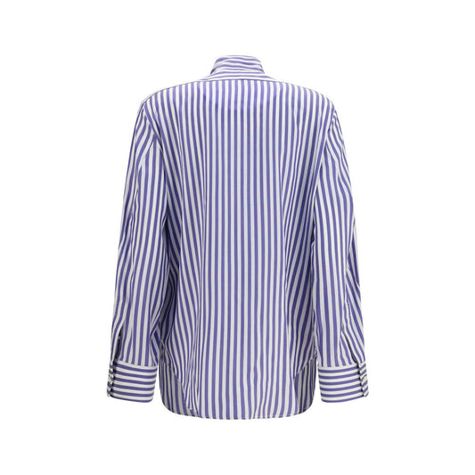 Camisa Givenchy De Seda Azul Con Estampado Distintivo