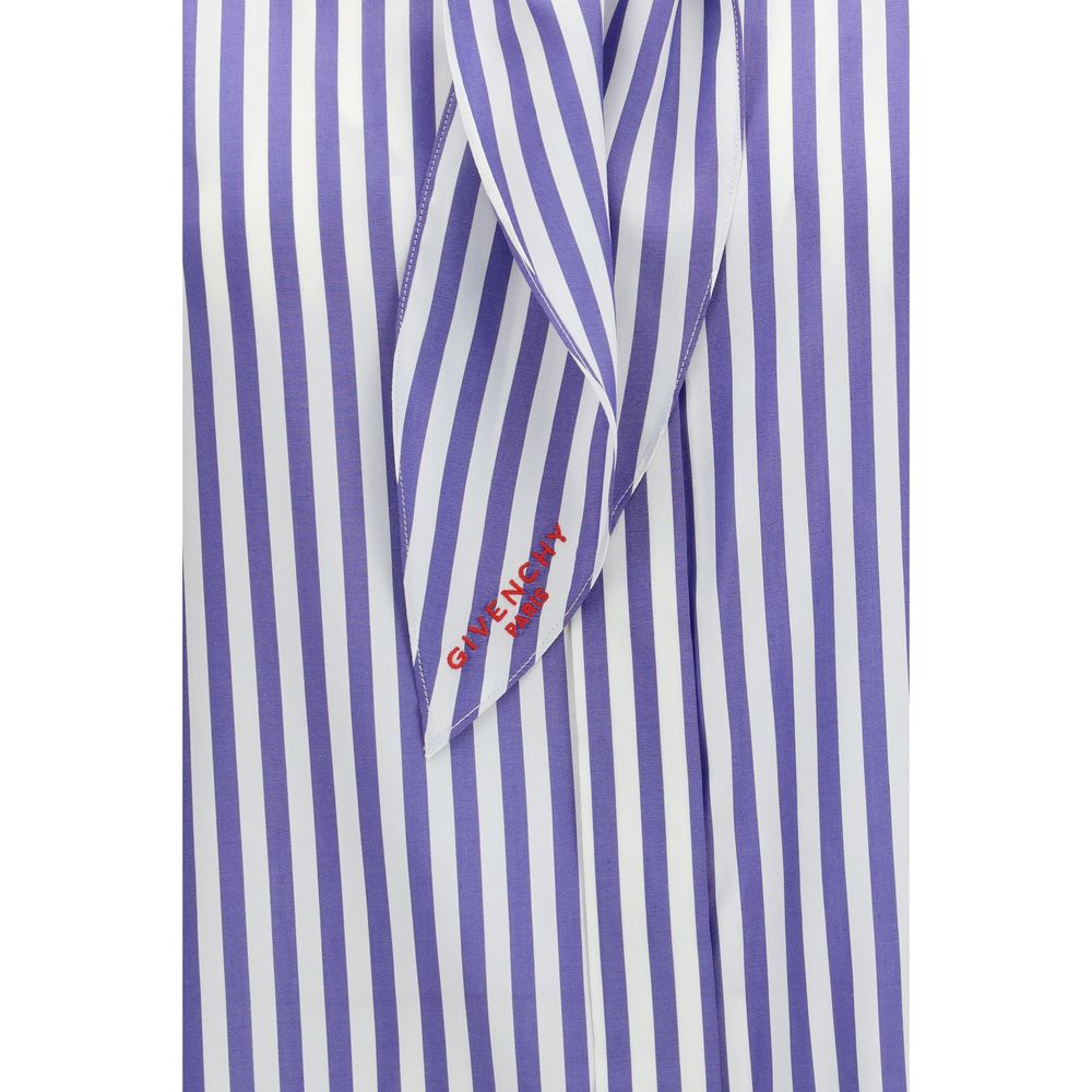 Camisa Givenchy De Seda Azul Con Estampado Distintivo