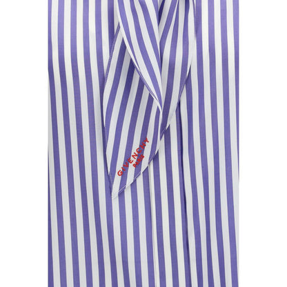 Camisa Givenchy De Seda Azul Con Estampado Distintivo