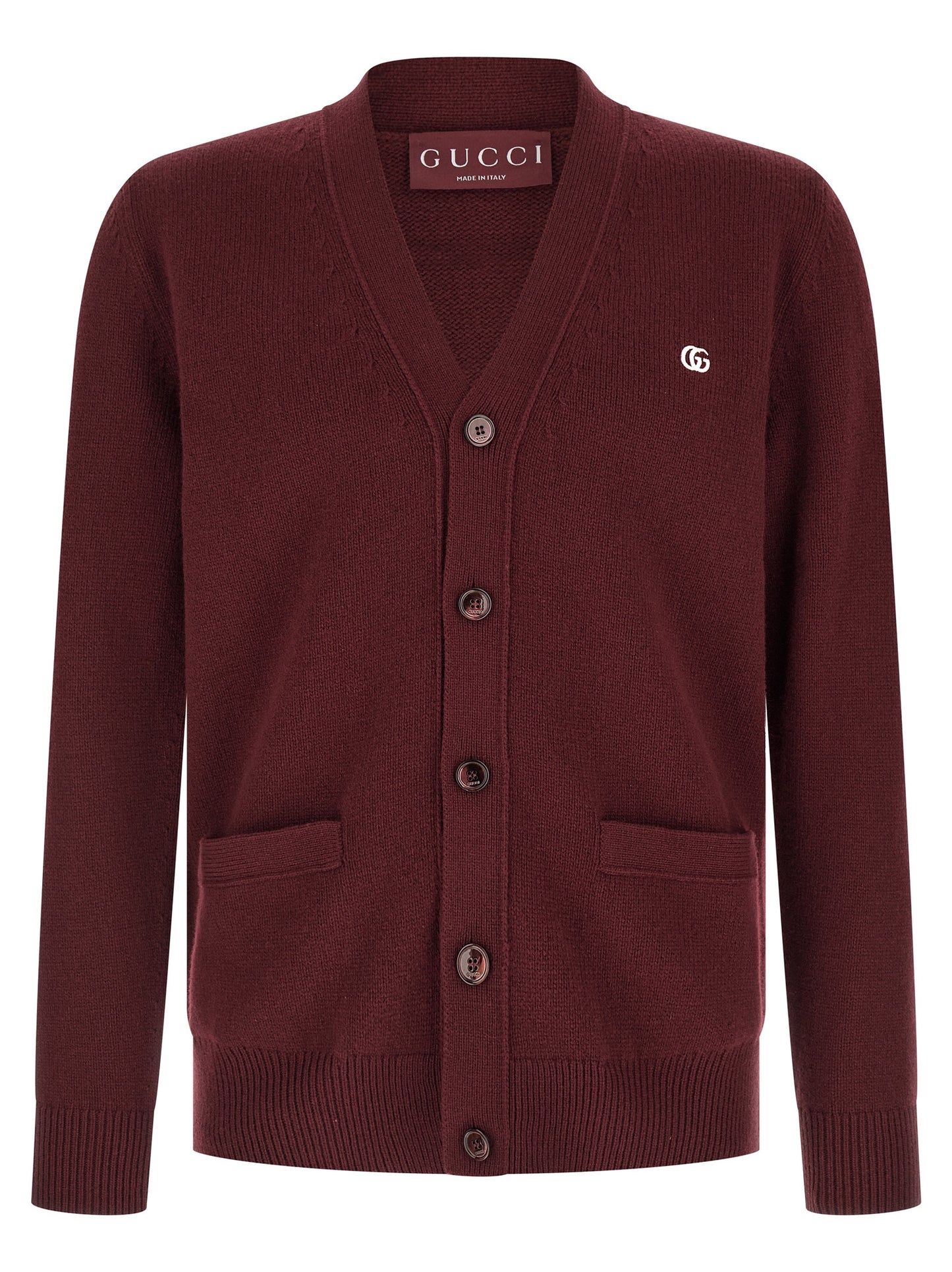 Gucci Burgundy Cashmere Cardigan - Traditional Knit