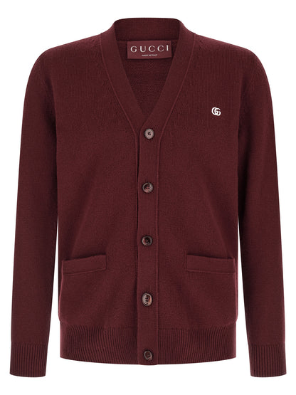 Gucci Burgundy Cashmere Cardigan - Traditional Knit