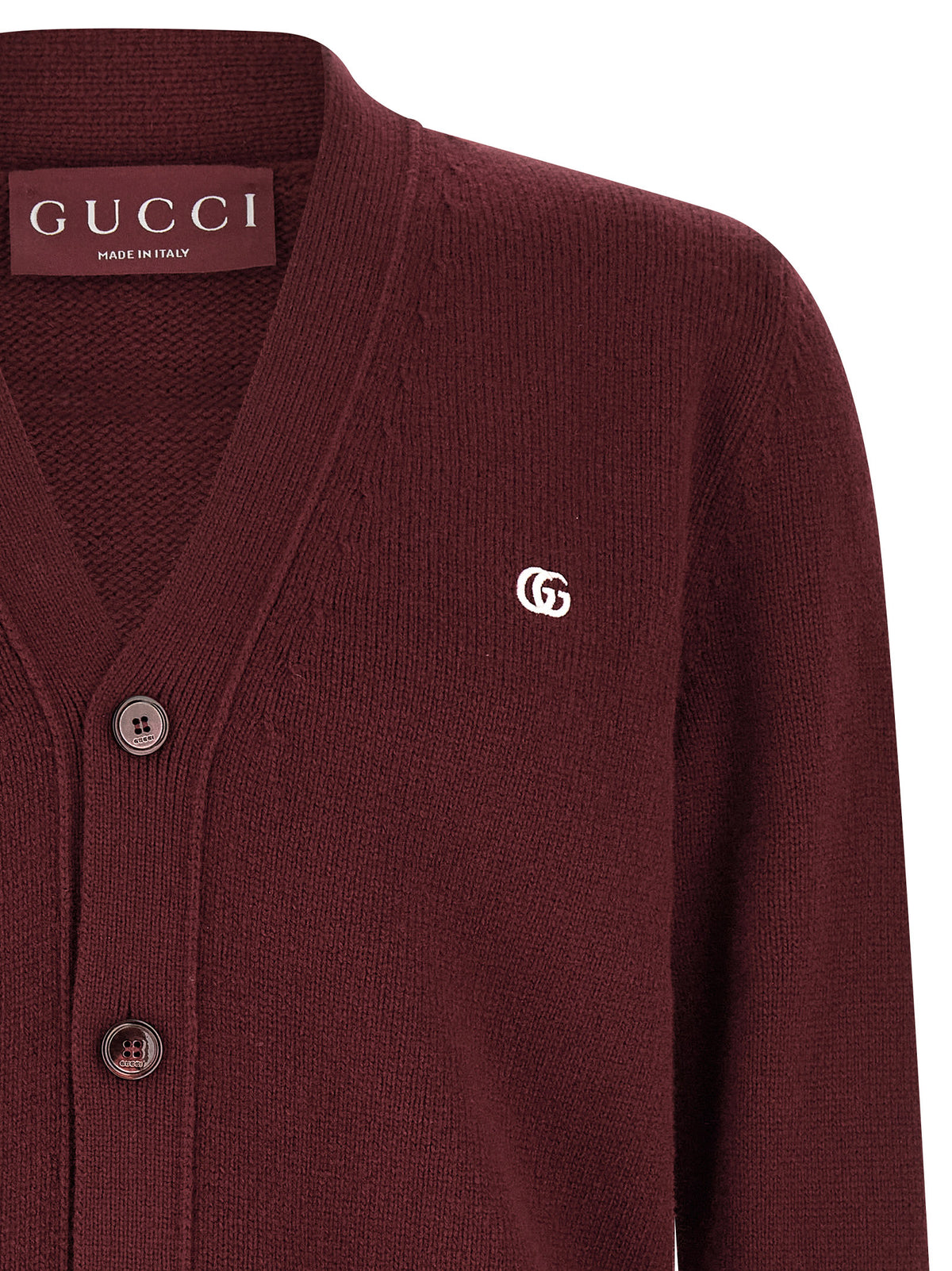 Gucci Burgundy Cashmere Cardigan - Traditional Knit