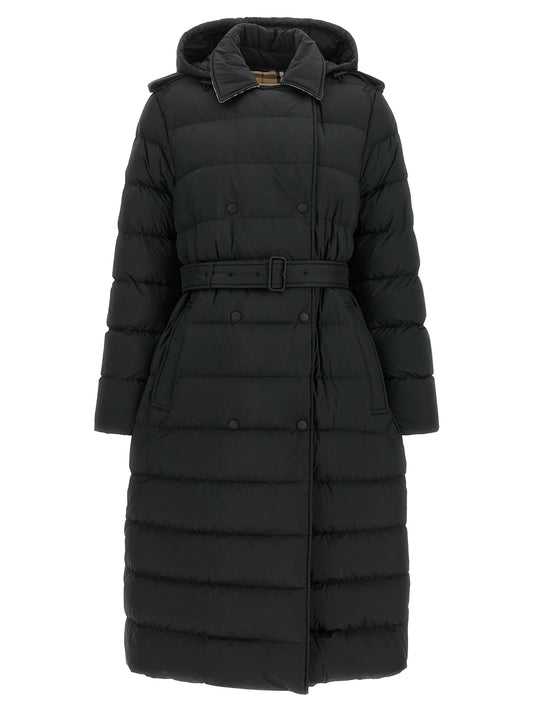 Burberry Abrigo Negro De Poliamida Con Corte Entallado