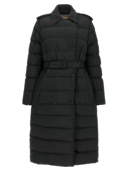 Burberry Abrigo Negro De Poliamida Con Corte Entallado