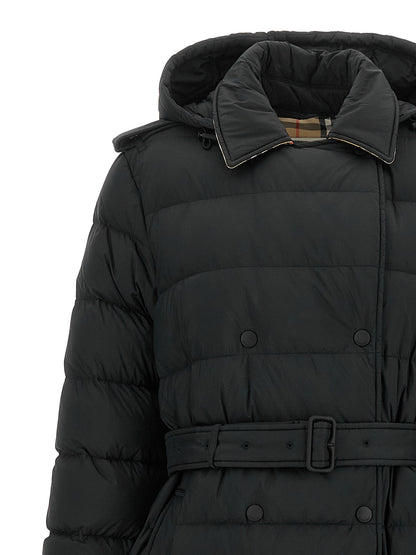 Burberry Abrigo Negro De Poliamida Con Corte Entallado