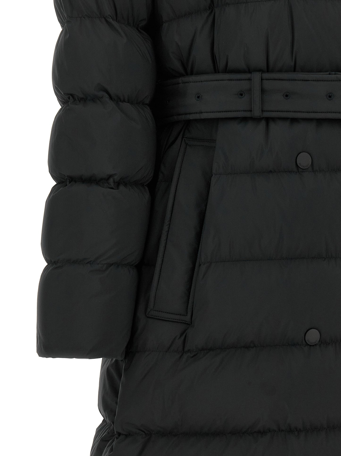 Burberry Abrigo Negro De Poliamida Con Corte Entallado