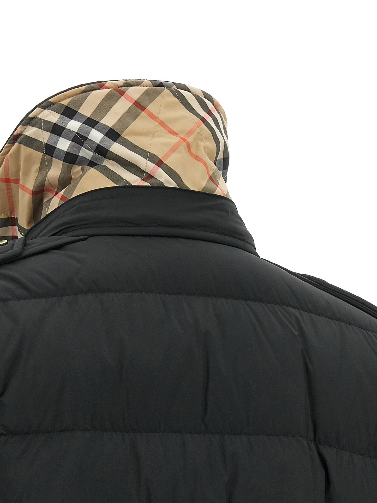 Burberry Abrigo Negro De Poliamida Con Corte Entallado