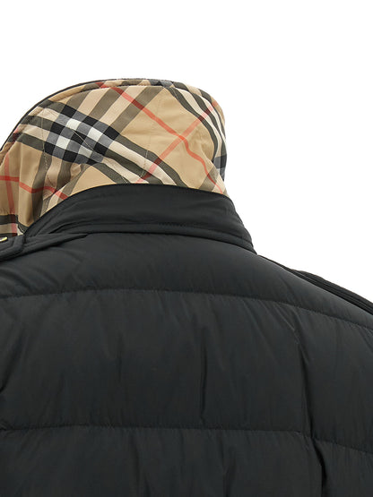 Burberry Abrigo Negro De Poliamida Con Corte Entallado