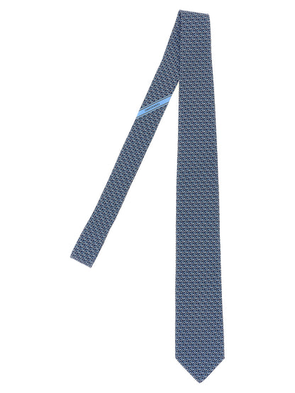 Corbata De Seda Azul Ferragamo Cerchio Con Nudo Estructurado