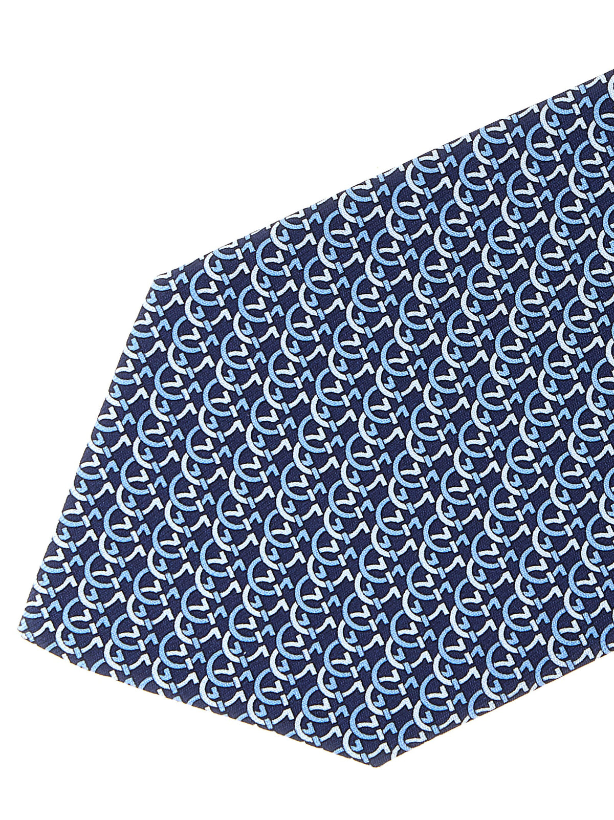 Corbata De Seda Azul Ferragamo Cerchio Con Nudo Estructurado