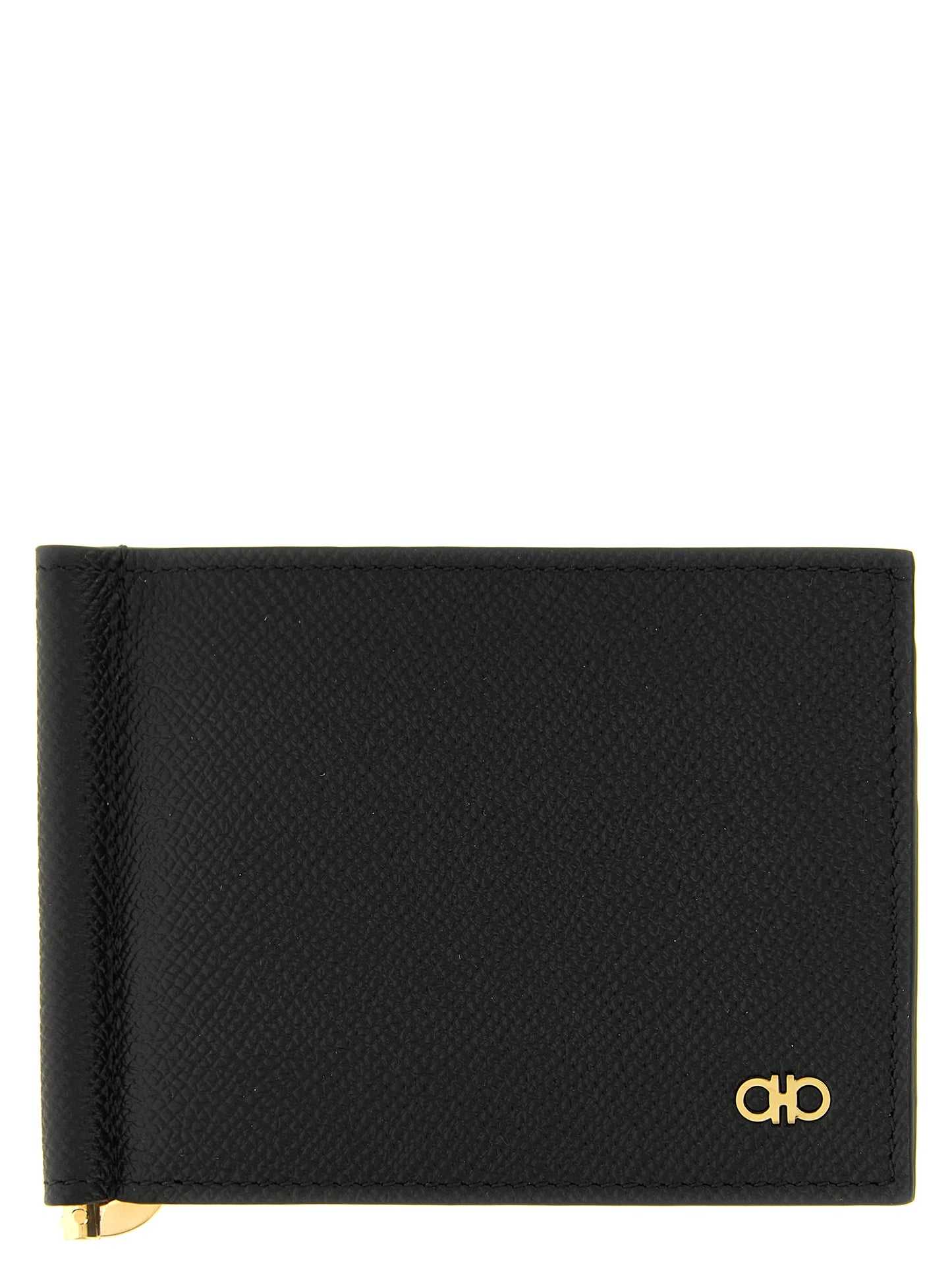 Portefeuille Micro Gancio Ferragamo Noir En Cuir De Veau