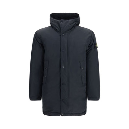 Stone Island Black Stone Polyester Long Coat