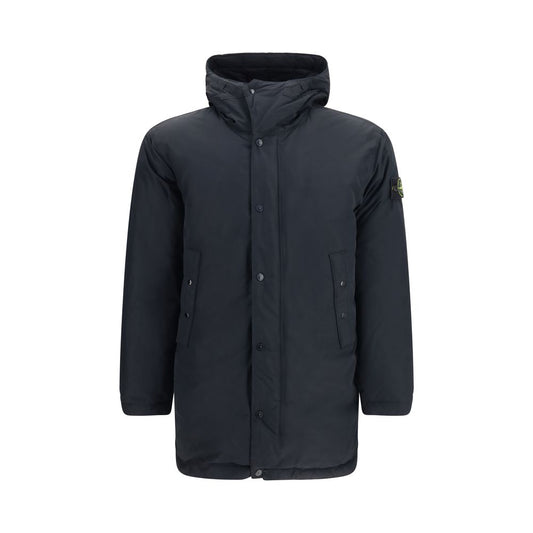 Abrigo Largo De Poliéster De Color Negro Stone Island