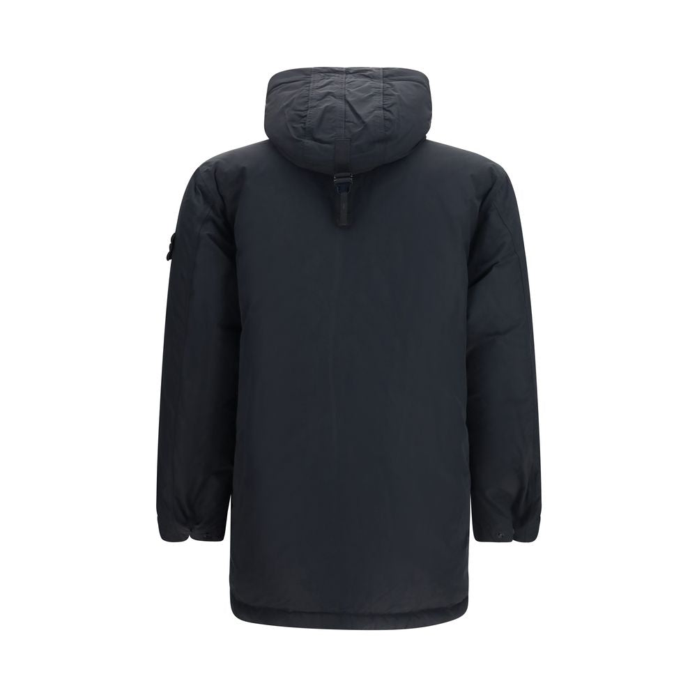Stone Island Black Stone Polyester Long Coat