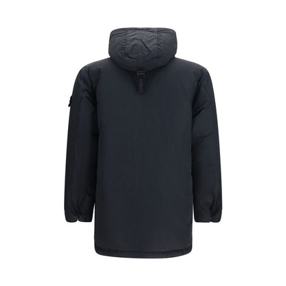 Stone Island Black Stone Polyester Long Coat
