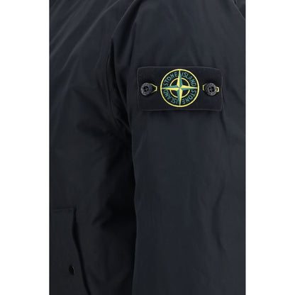 Stone Island Black Stone Polyester Long Coat