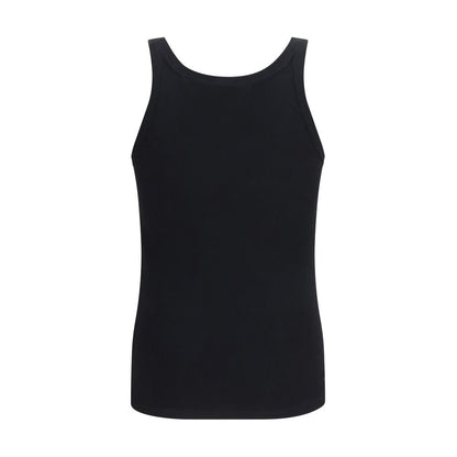 Camiseta De Algodón Negro Corte Ceñido Y Líneas Puras Dolce & Gabbana