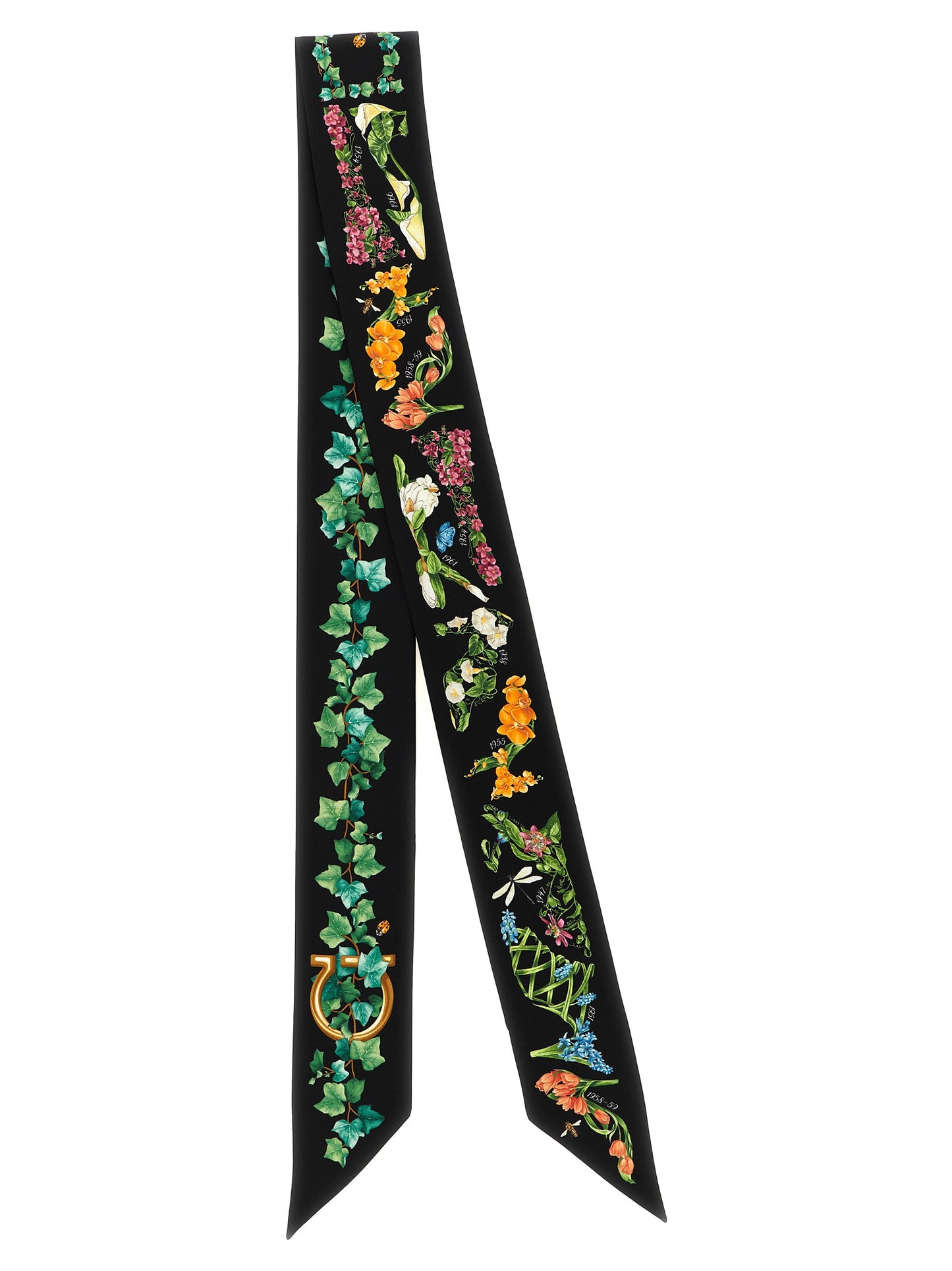 Foulard en Soie Ferragamo Imprimé Multicolore et Pointe Asymétrique