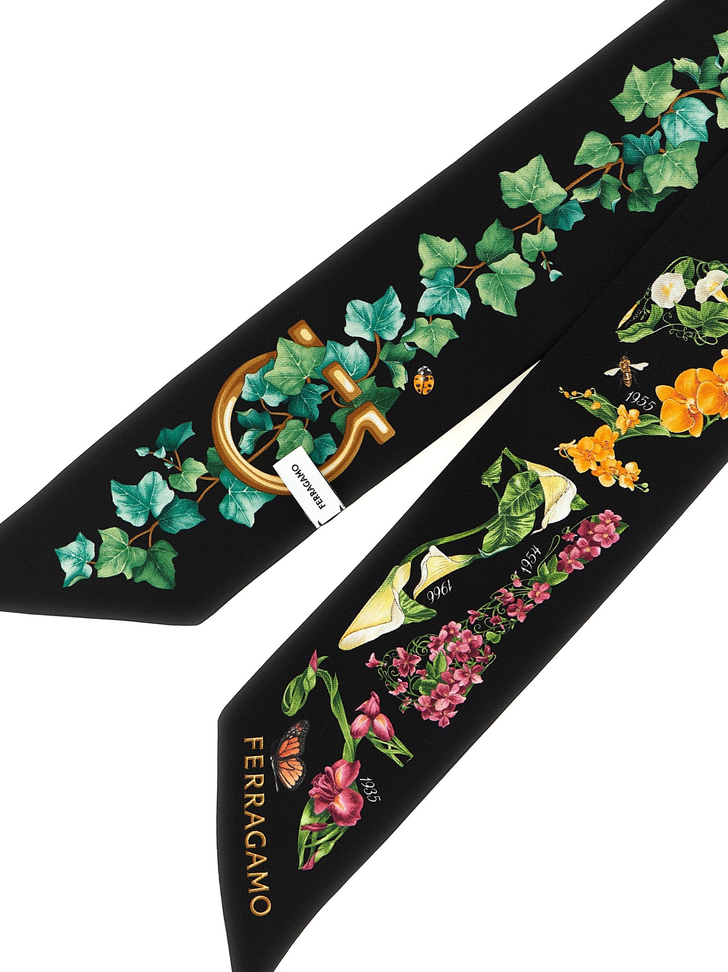 Foulard en Soie Ferragamo Imprimé Multicolore et Pointe Asymétrique