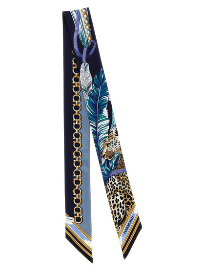 Ferragamo Blue Silk Scarf Timeless Foulard Style
