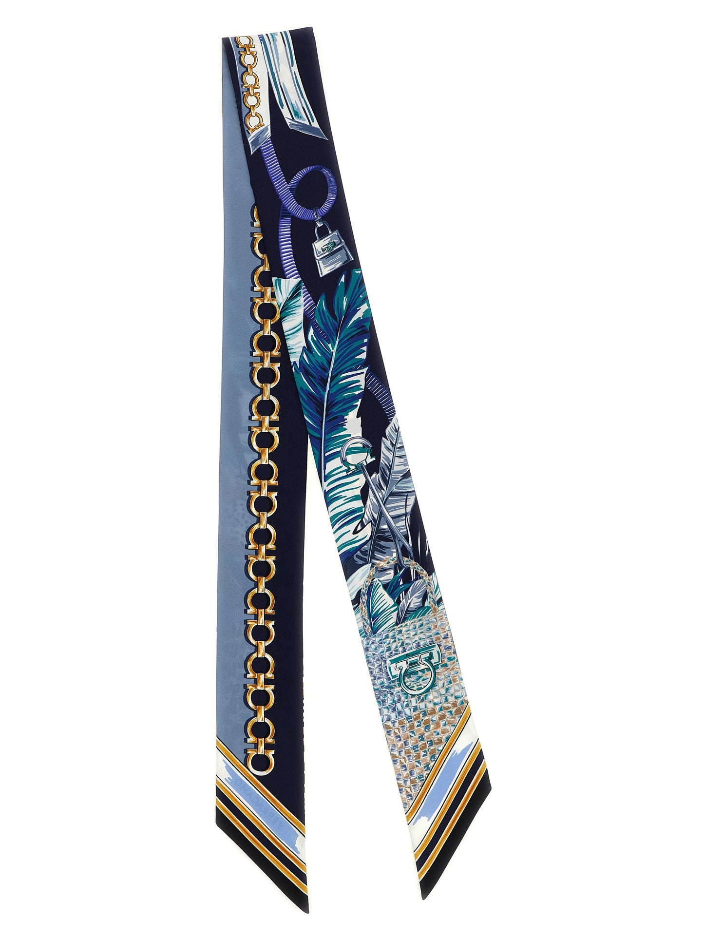 Ferragamo Blue Silk Scarf Timeless Foulard Style