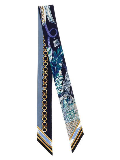 Ferragamo Blue Silk Scarf Timeless Foulard Style